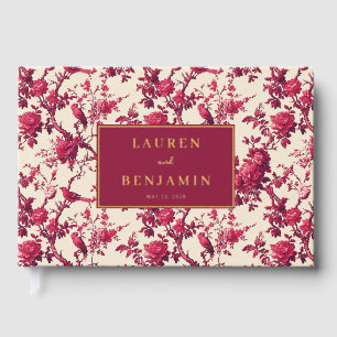 Lavish Crimson Blooms Wedding Guest Book