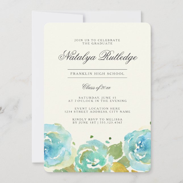 Lavish Florals Graduation Party Invitation (Front)