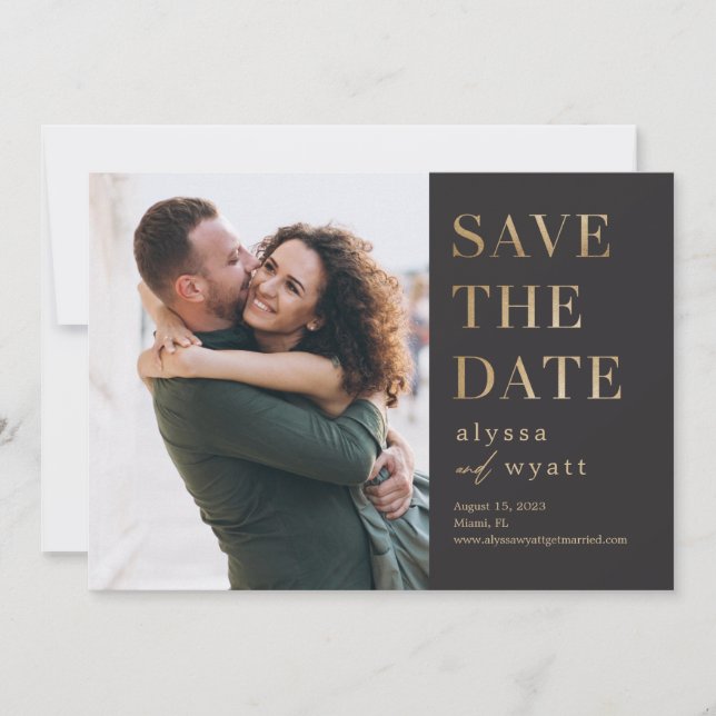 Lavish Glow Editable Colour Save The Date Card (Front)