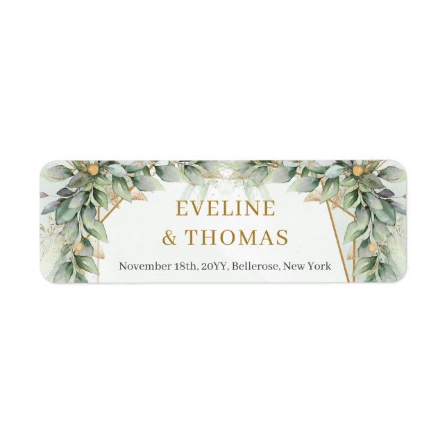 Lavish greenery foliage gold frame wedding (Front)