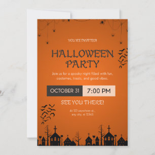 Lavish Orange Spooky Halloween Party Invitation