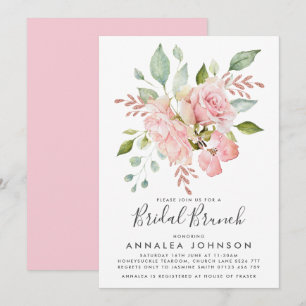Lavish Pink Roses Bridal Brunch Invitation