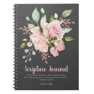 Lavish Pink Roses Personalised Scripture Journal