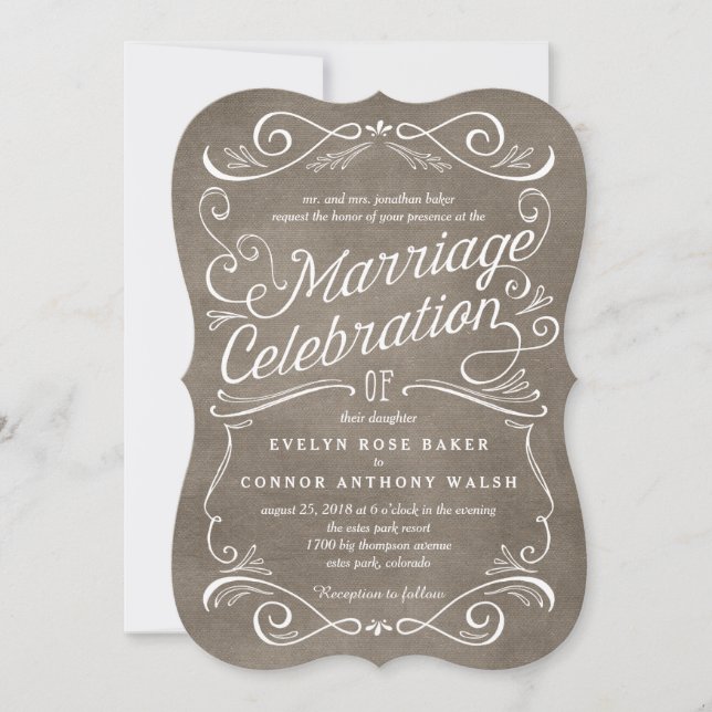 Lavish Scrolls Editable Colour Wedding Invitations (Front)