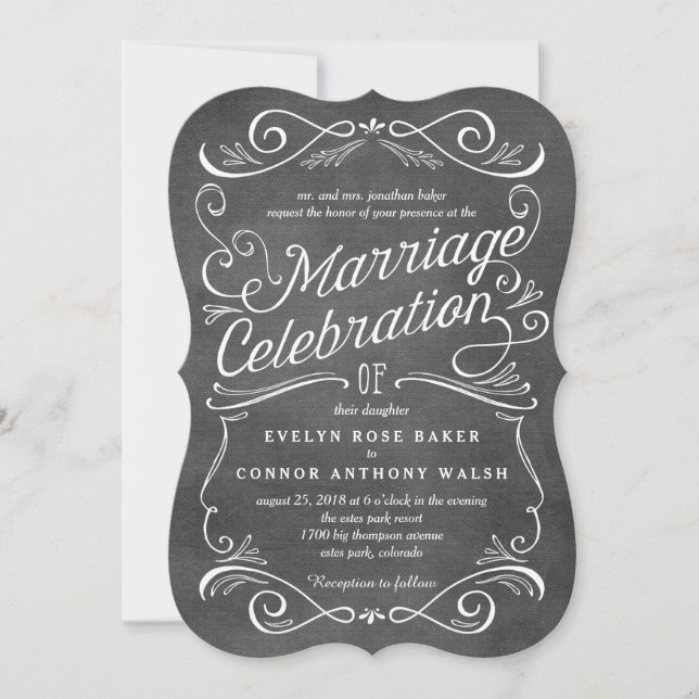Lavish Scrolls Editable Colour Wedding Invitations (Front)