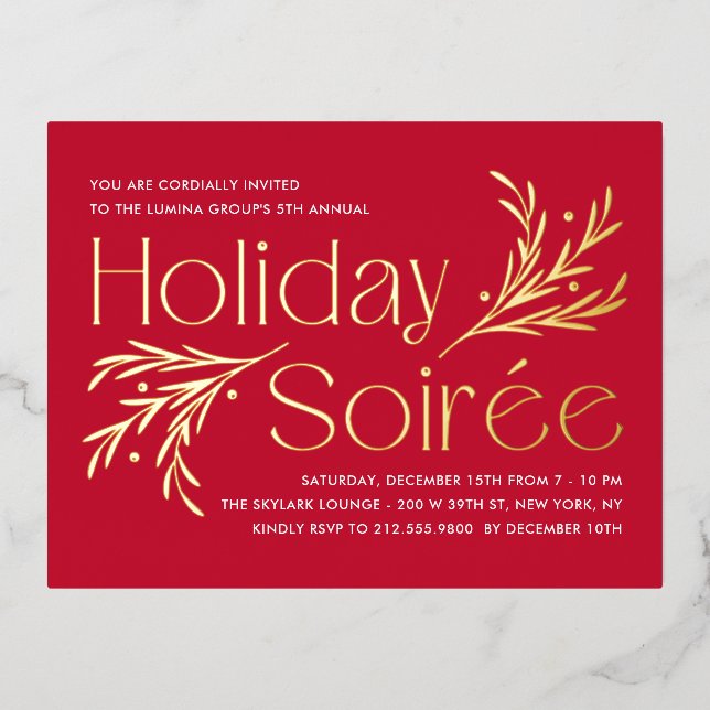 Lavish Soirée Foil Holiday Invitation Postcard (Front)