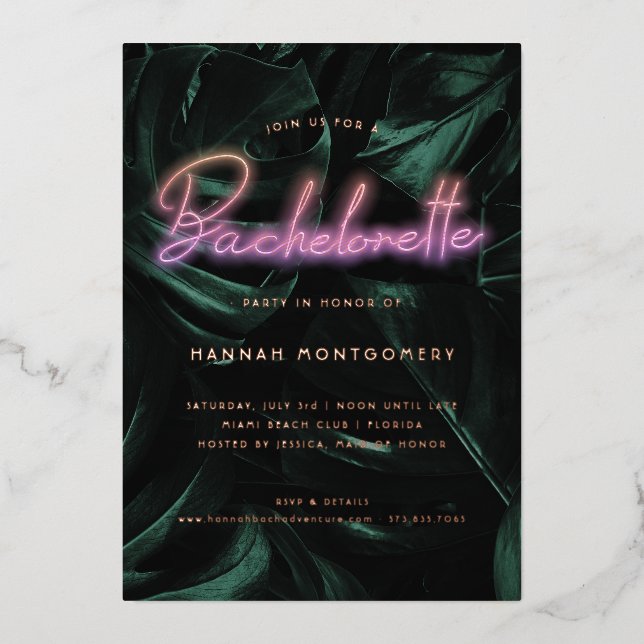 Lavish Tropical Palms | Neon Lights Bachelorette  (Front)