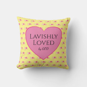 LAVISHLY LOVED Pink Heart Cushion