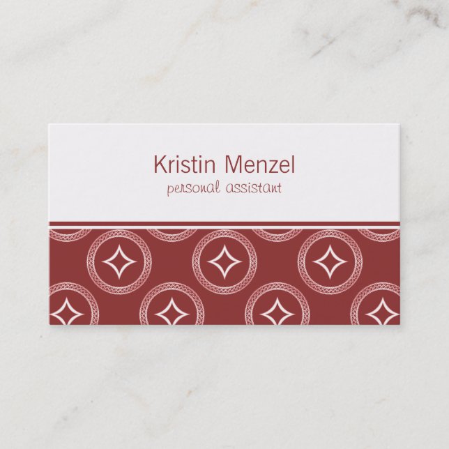 Lavishly Romantic Business Card, Maroon Card (Front)