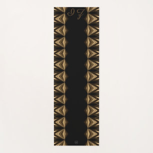 LavishlyOn 1 Sided Print Black Gold Piped Edging Yoga Mat