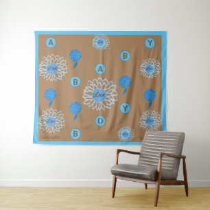 LavishlyOn Baby Boy Gender Reveal Blue Love Flower Tapestry