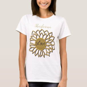 LavishlyOn Monogram 3D Love Flower Mustard T-Shirt