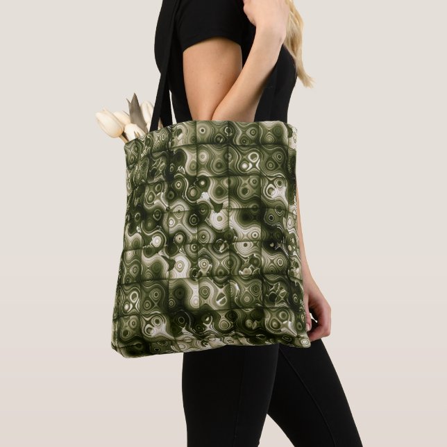LavishlyOn Quilted Olive Tote Bag (Close Up)