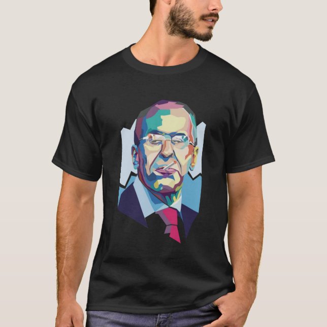 Lavrov Polygonal Portrait Russia Politics T-Shirt (Front)