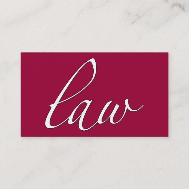 Law: Attorney, Lawyer Script Business Card (Front)