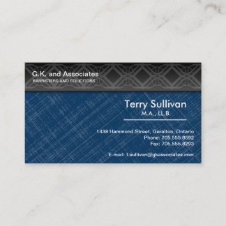 Law Business Card - Blue Grey Black Professional