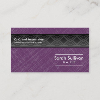 Law Business Card - Purple Grey Black Professional