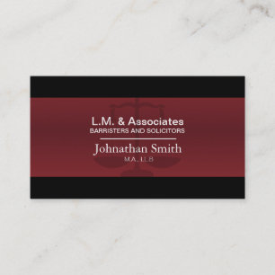 Law Business Card - Red & Black Lawyer Attorney