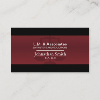 Law Business Card - Red & Black Lawyer Attorney