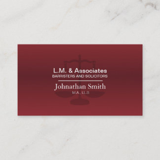 Law Business Card - Red & Black Lawyer Attorney