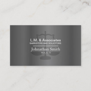 Law Business Card - Silver & Black Lawyer Attorney
