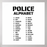 Law Enforcement Alphabet Chart for Police
