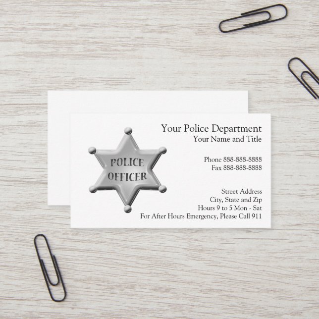 Law Enforcement Business Card (Front/Back In Situ)