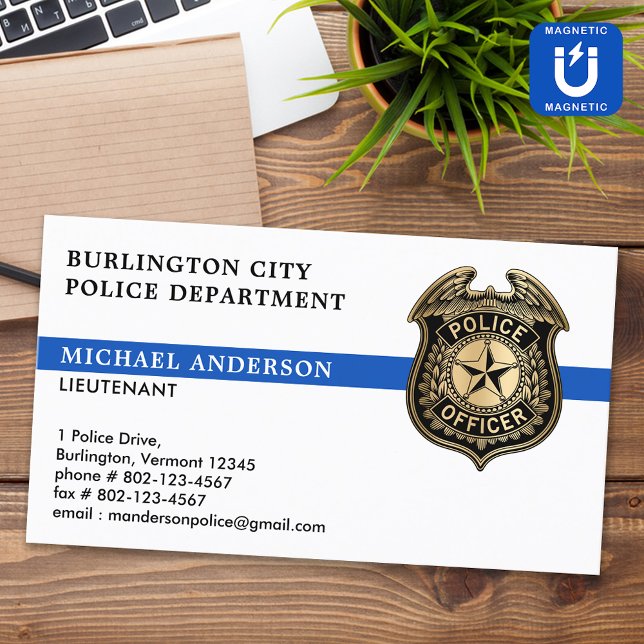 Law Enforcement Custom Logo Badge Police Officer Magnetic Business Card (Creator Uploaded)