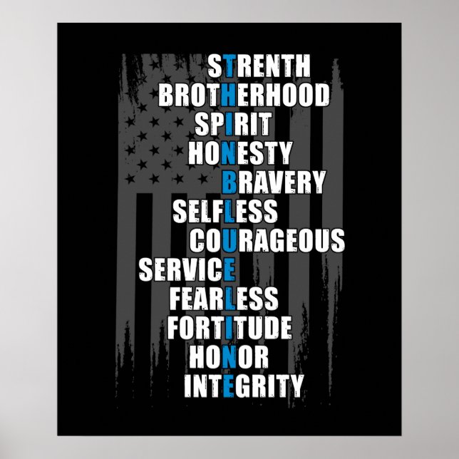 Law Enforcement Flag Police Appreciation Blue Line Poster (Front)