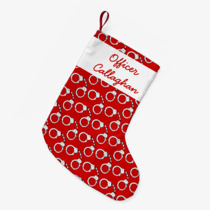 Law Enforcement Fun Handcuff Patterned Small Christmas Stocking
