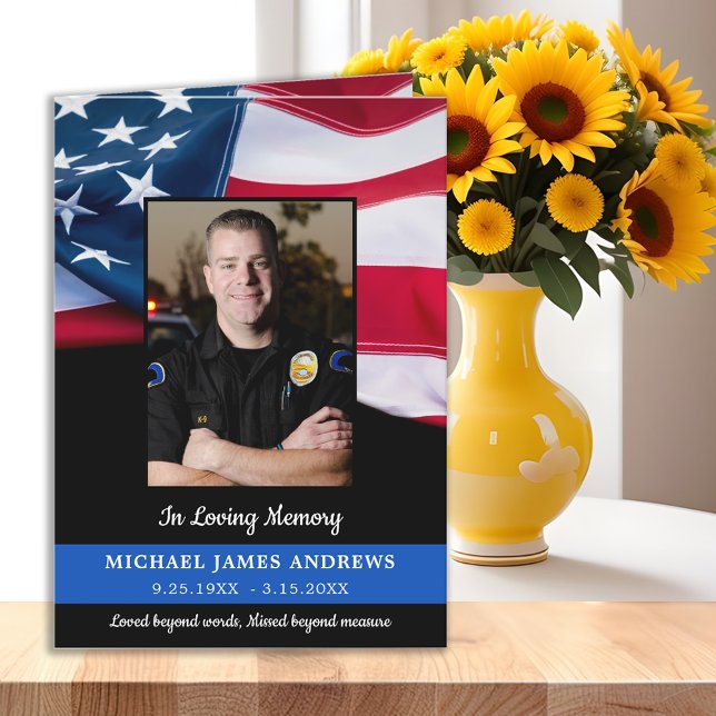Law Enforcement Funeral Police Memorial Thank You Card (Creator Uploaded)
