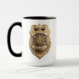 Law Enforcement Gold Badge for Police Retirement Mug