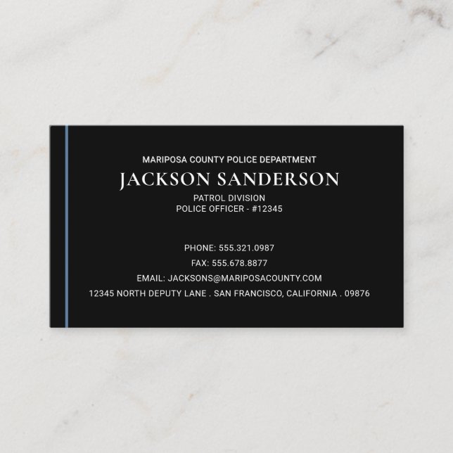 Law Enforcement Officer Police Department Business Card (Front)