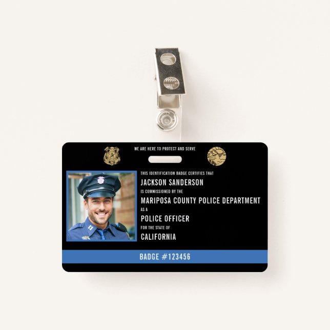 Law Enforcement Officer Police Department ID ID Badge (Front with Clip)