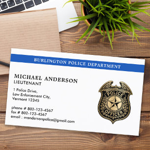 Law Enforcement Police Department Blue Custom Logo Business Card