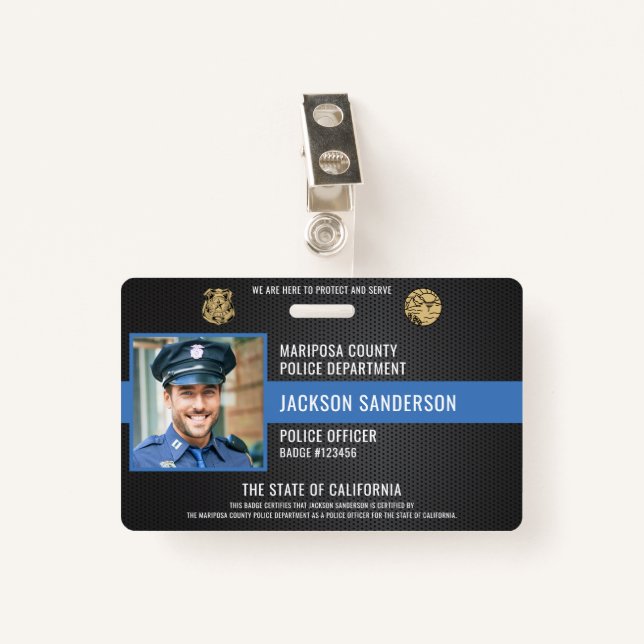 Law Enforcement Police Department Employee ID ID Badge (Front with Clip)