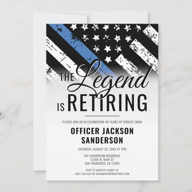 Law Enforcement Police Department Retirement Party Invitation (Front)