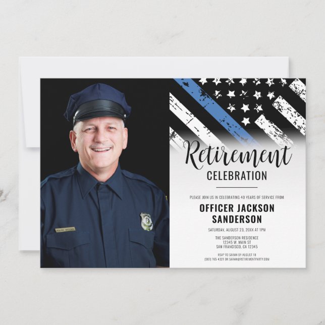 Law Enforcement Police Department Retirement Photo Invitation (Front)