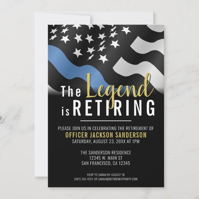 Law Enforcement Police Officer Retirement Party Invitation (Front)