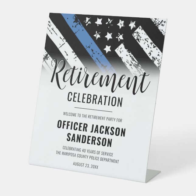 Law Enforcement Police Retirement Party Welcome Pedestal Sign (Front)