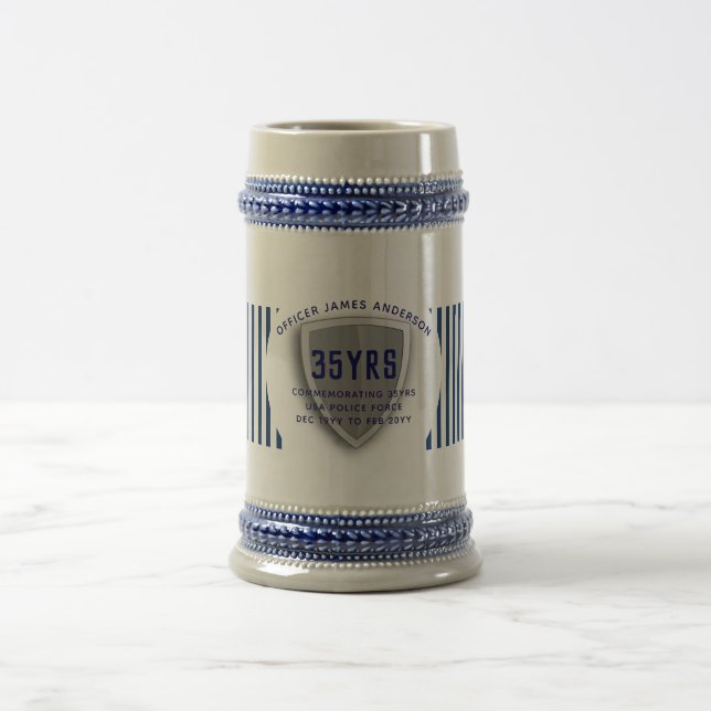 Law Enforcement Retirement Shield Personalised Beer Stein (Center)
