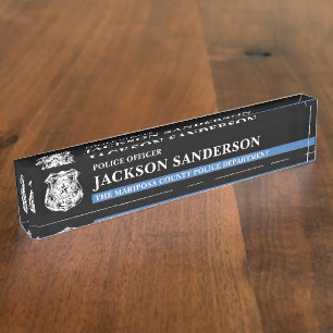 Law Enforcement Thin Blue Line Police Department Nameplate