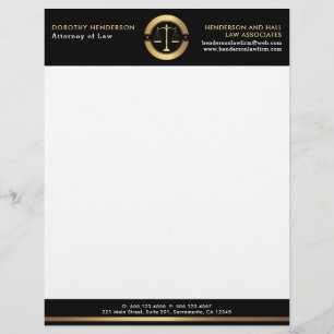 Law Firm Elegant Gold And Black Custom Letterhead