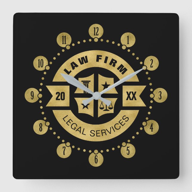 Law Firm | Legal Services Office Square Wall Clock (Front)
