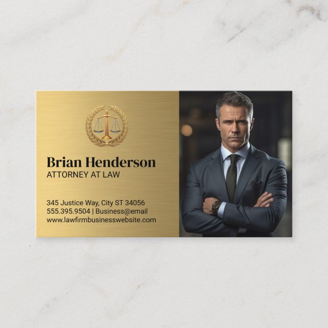 Law Justice Scales Logo | Business Man in Suit Card (Front)