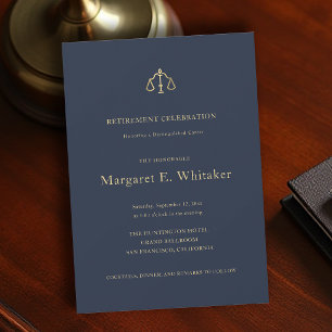 Law Lawyer Judge Justice Scales Elegant Retirement Invitation