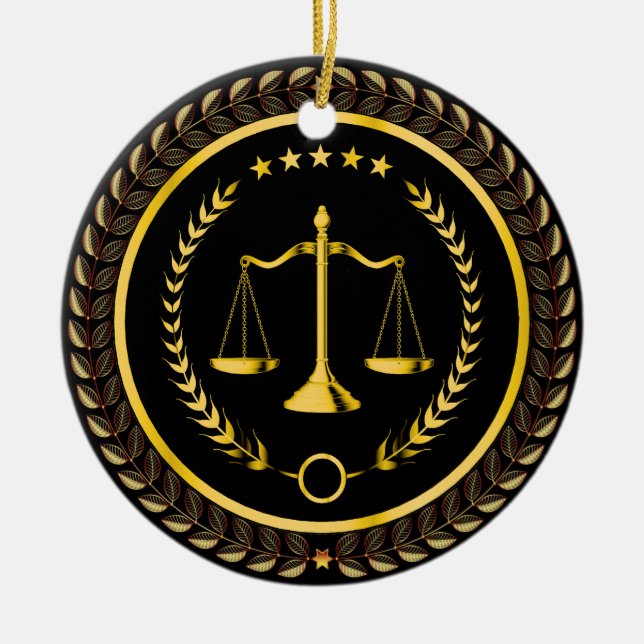 Law, Lawyer, Scales of Justice Ceramic Tree Decoration (Front)