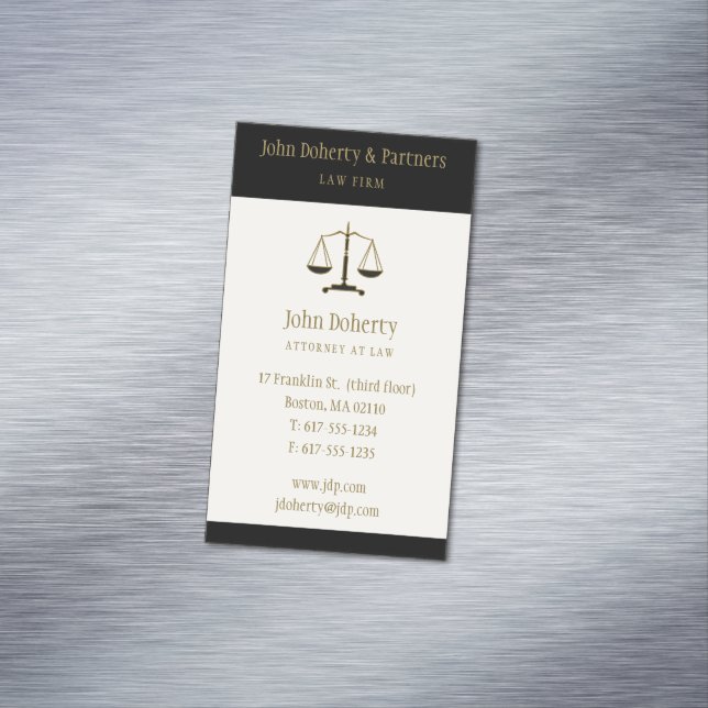 Law | Modern Minimalist Elegant Scales of Justice Magnetic Business Card (In Situ)