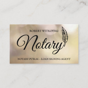 Law Notary Feather Logo Service Business Card