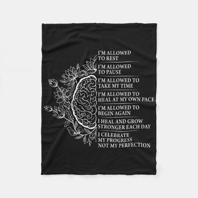 Law Of Attraction Affirmation Floral Brain Buddhis Fleece Blanket (Front)